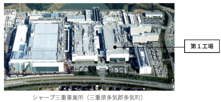 夏普簽署協議，出售日本三重事務所第1工廠