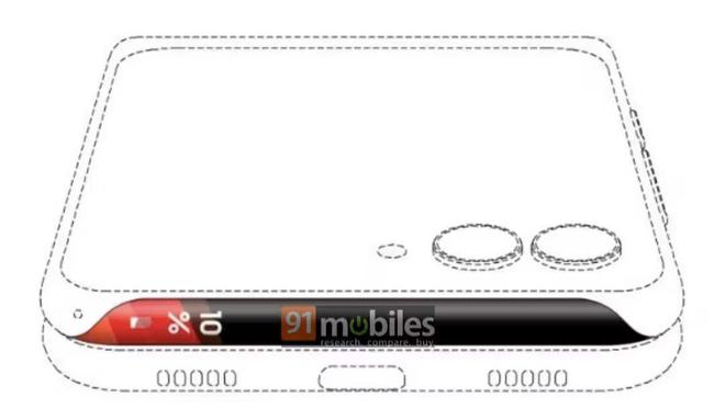 三星小折疊手機專利公示：頂部配弧形屏幕，紅/黃/藍三色展示電量