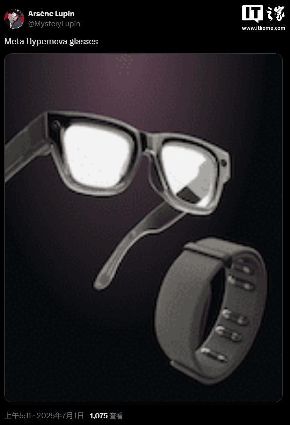 Meta 智能眼鏡 Hypernova 渲染圖曝光：內置屏幕，配神經腕帶